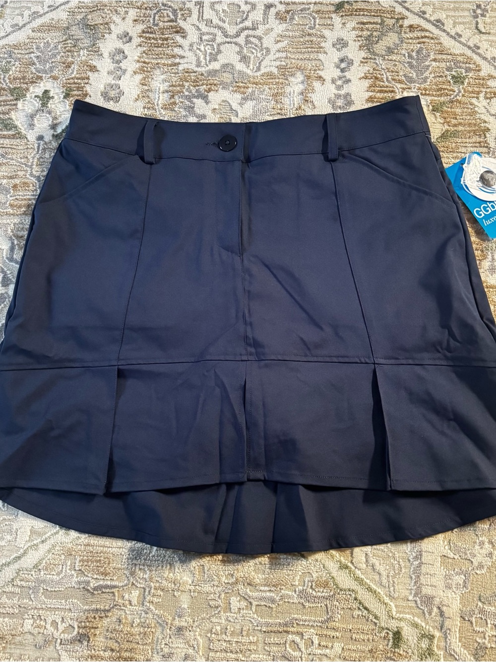 Women's Navy A-Line Pleated Hem Skirt